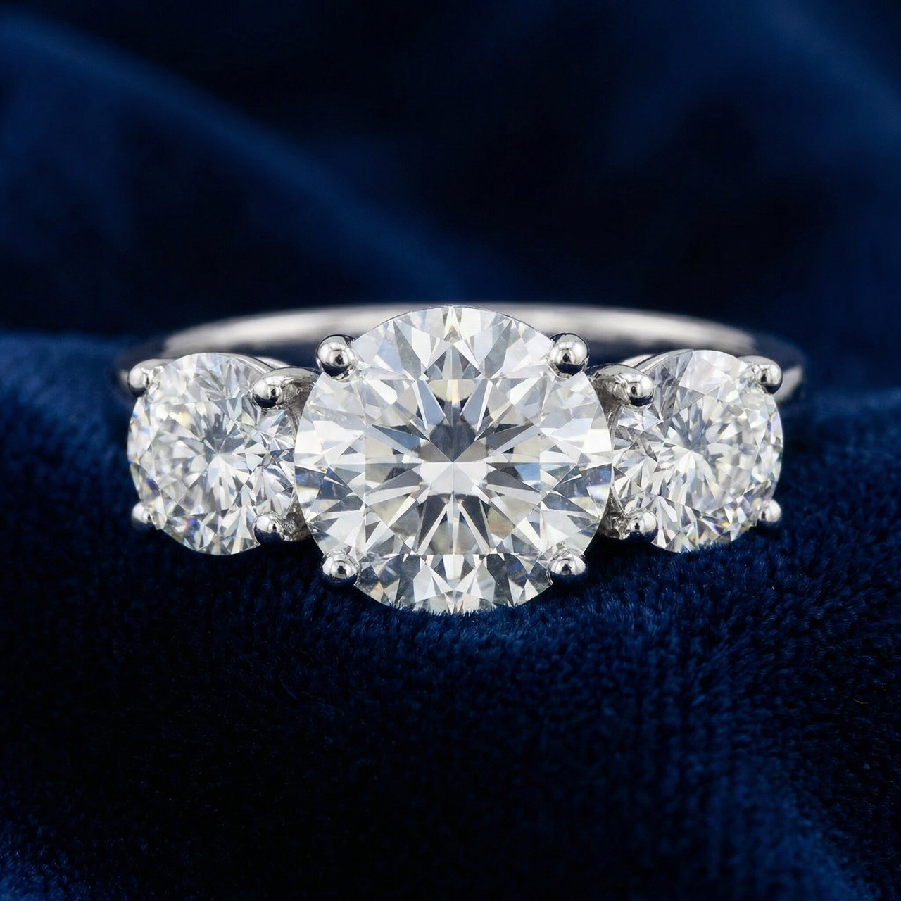 5Ct Three Stone Moissanite Ring 10k White Gold