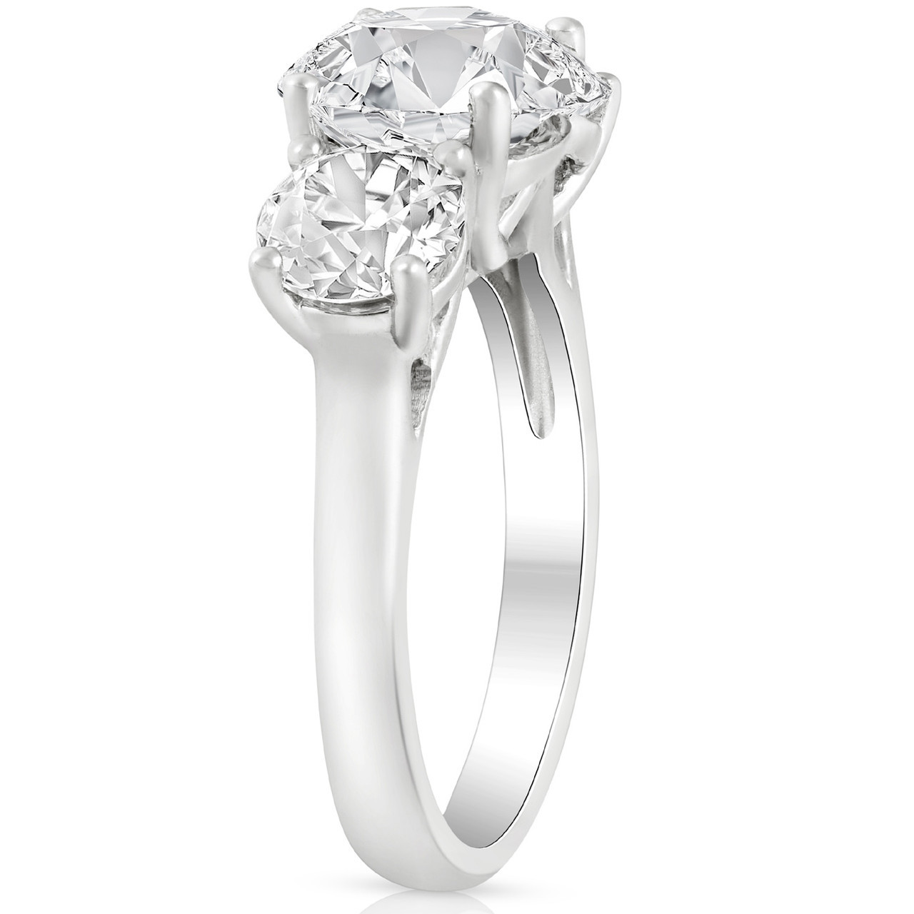 3 1/4 Ct Three Stone Diamond Engagement Ring 14k White Gold (G-H, SI)