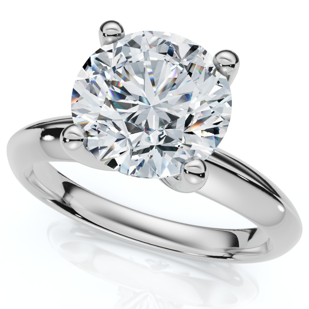 Thin Solitaire Engagement Ring 14k White Gold 