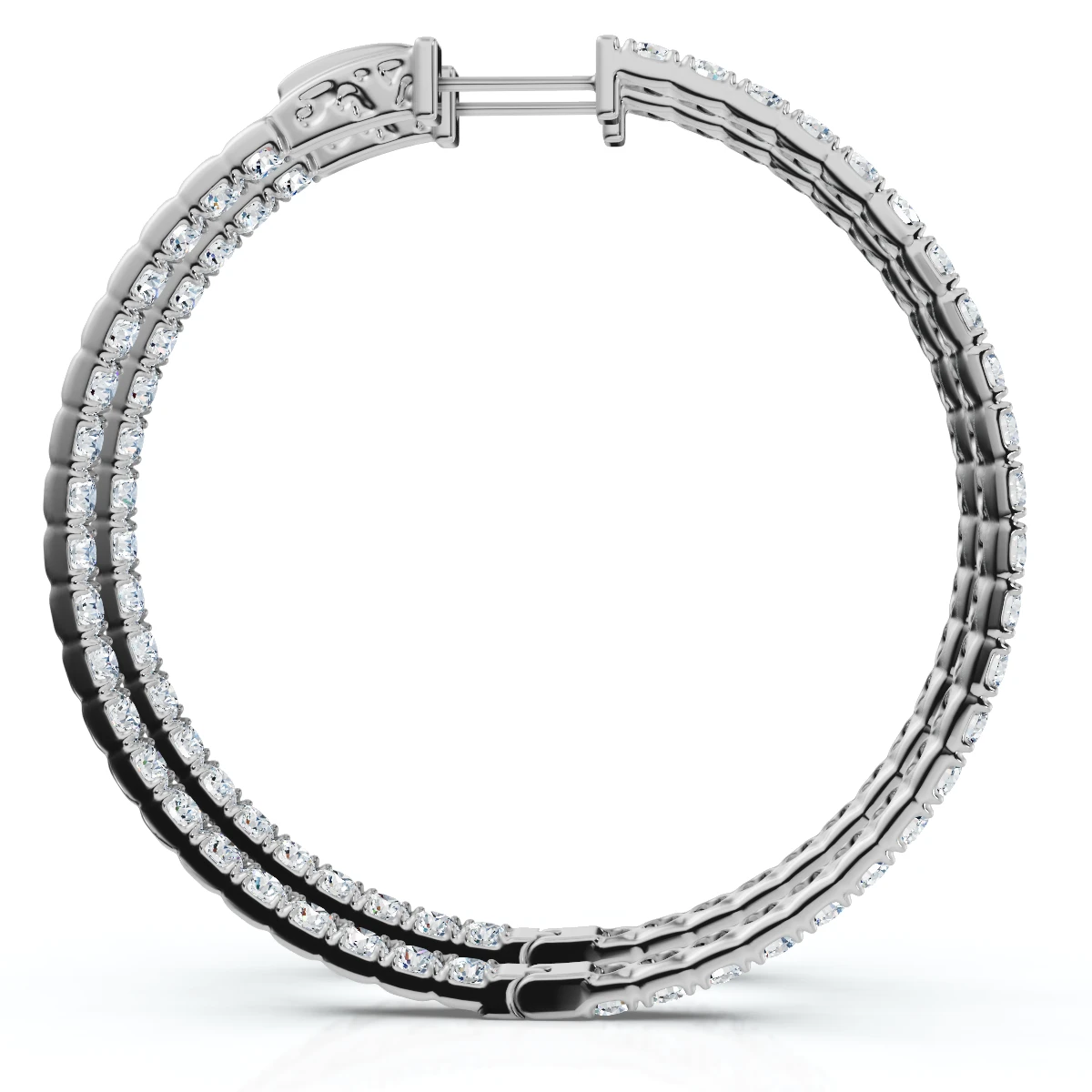 8.00CT 2" Diamond Inside Outside Hoops 14k White Gold Lab Grown (G-H, VS)
