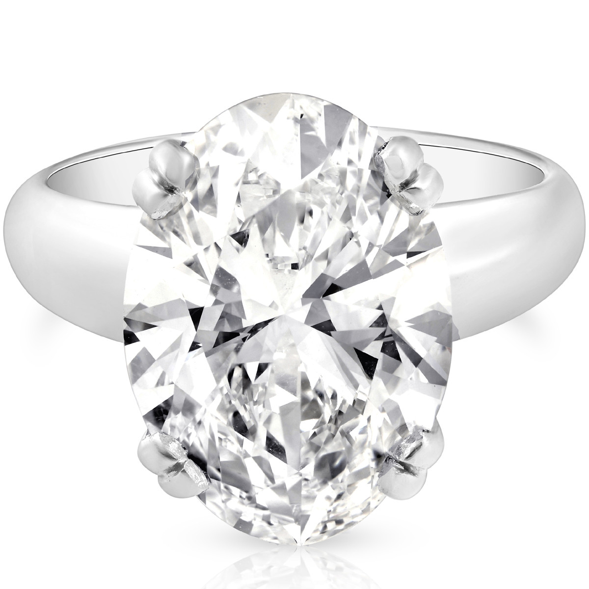 9 1/2 CT Oval Moissanite Solitaire Engagement Ring Heavy White Gold Wide Setting