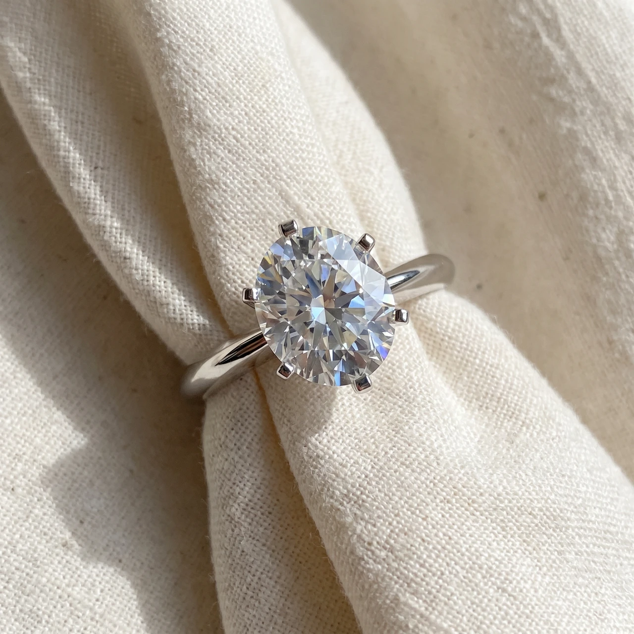 3 Ct Oval Moissanite Solitaire Engagement Ring 14k White Gold (H-I, VVS)