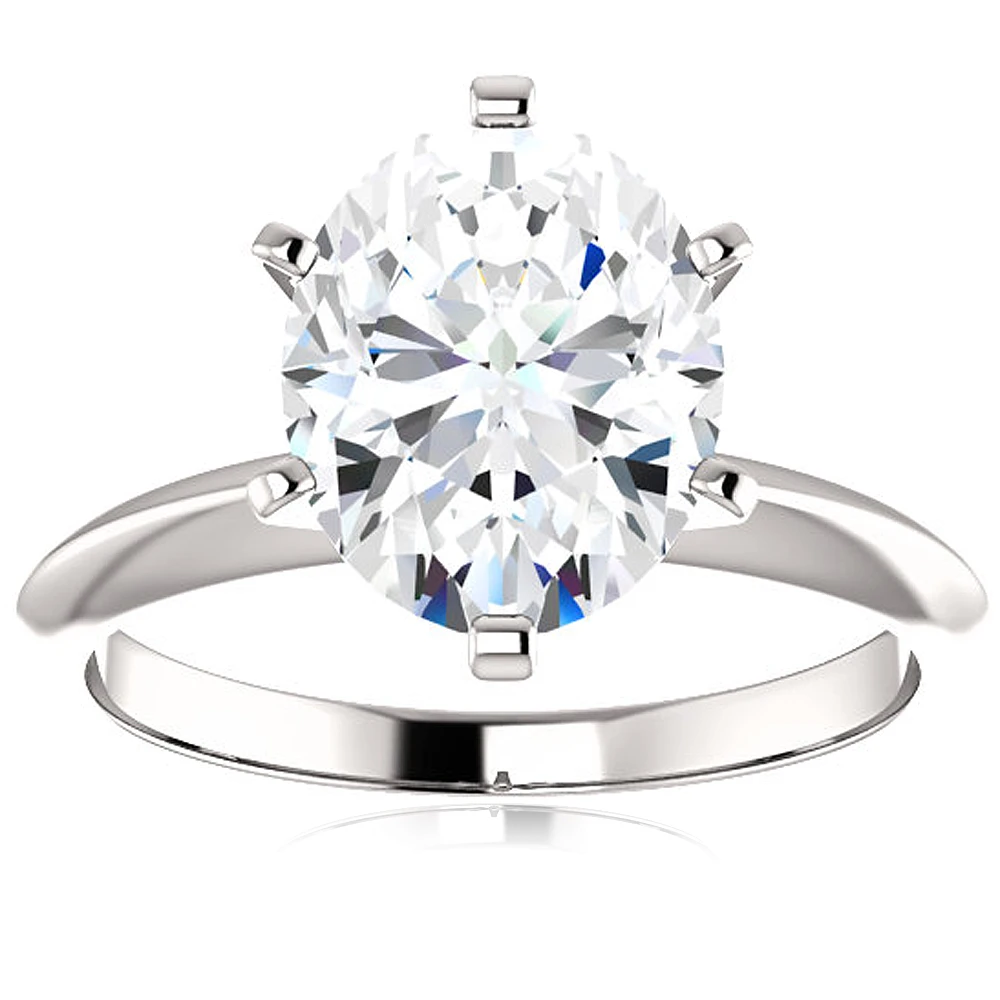 3 Ct Oval Moissanite Solitaire Engagement Ring 14k White Gold (H-I, VVS)