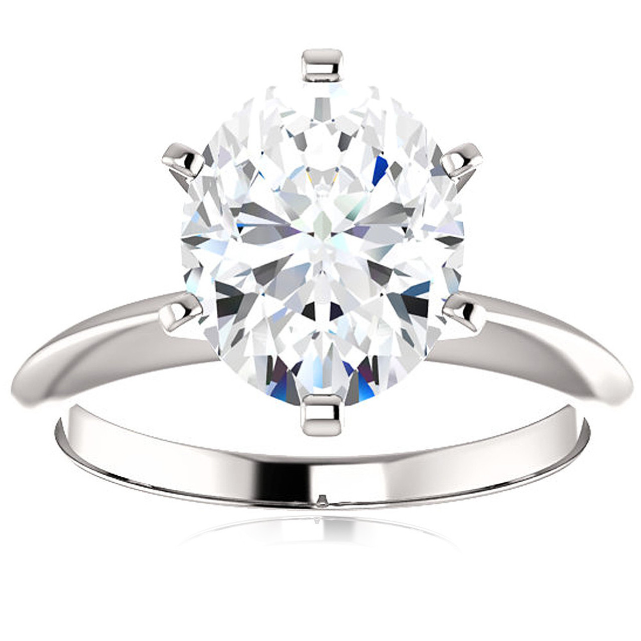 3 Ct Oval Moissanite Solitaire Engagement Ring 14k White Gold (H-I, VVS) 3 Ct Oval Moissanite Solitaire Engagement Ring 14k White Gold (H-I, VVS)