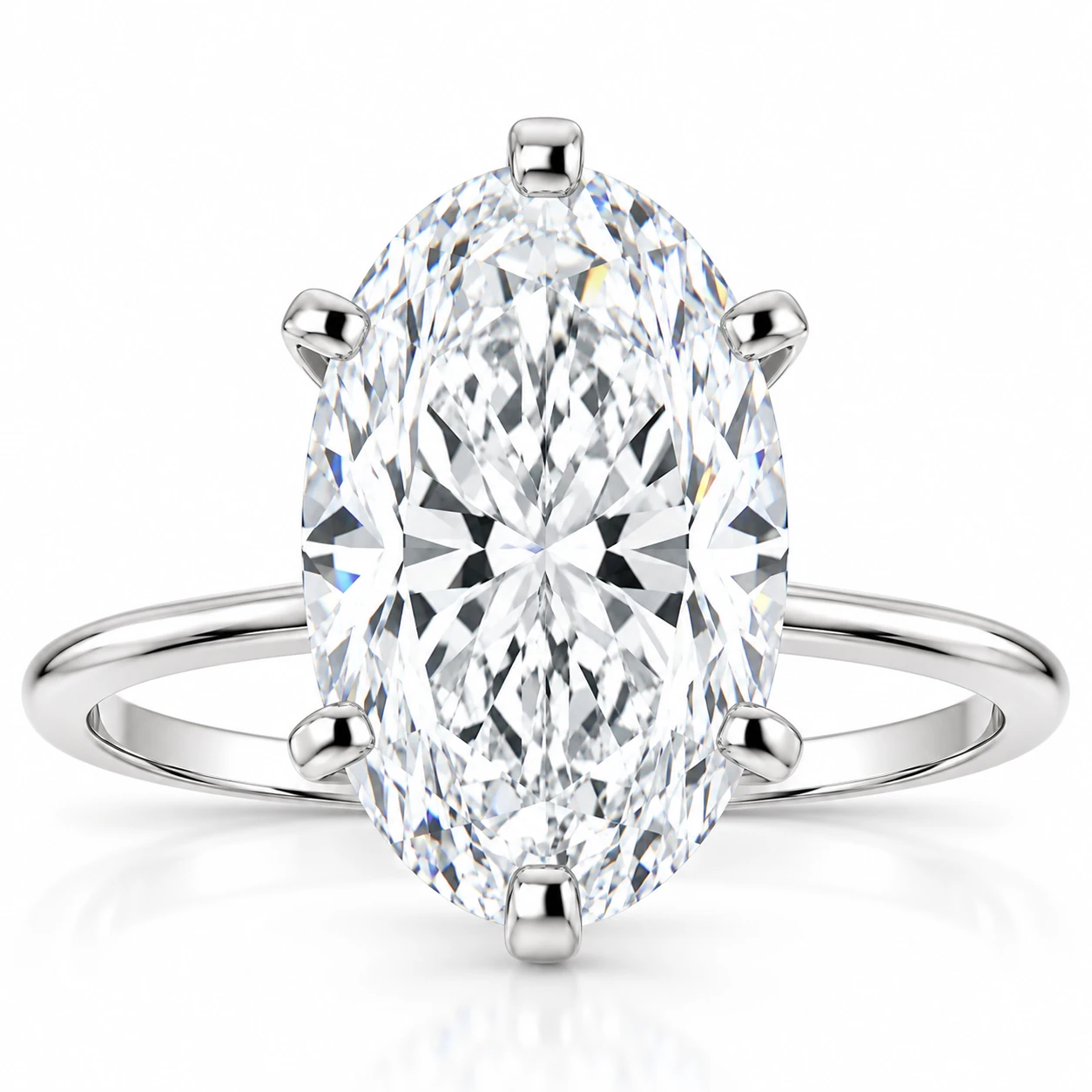 3 Ct Oval Moissanite Solitaire Engagement Ring 14k White Gold (H-I, VVS)