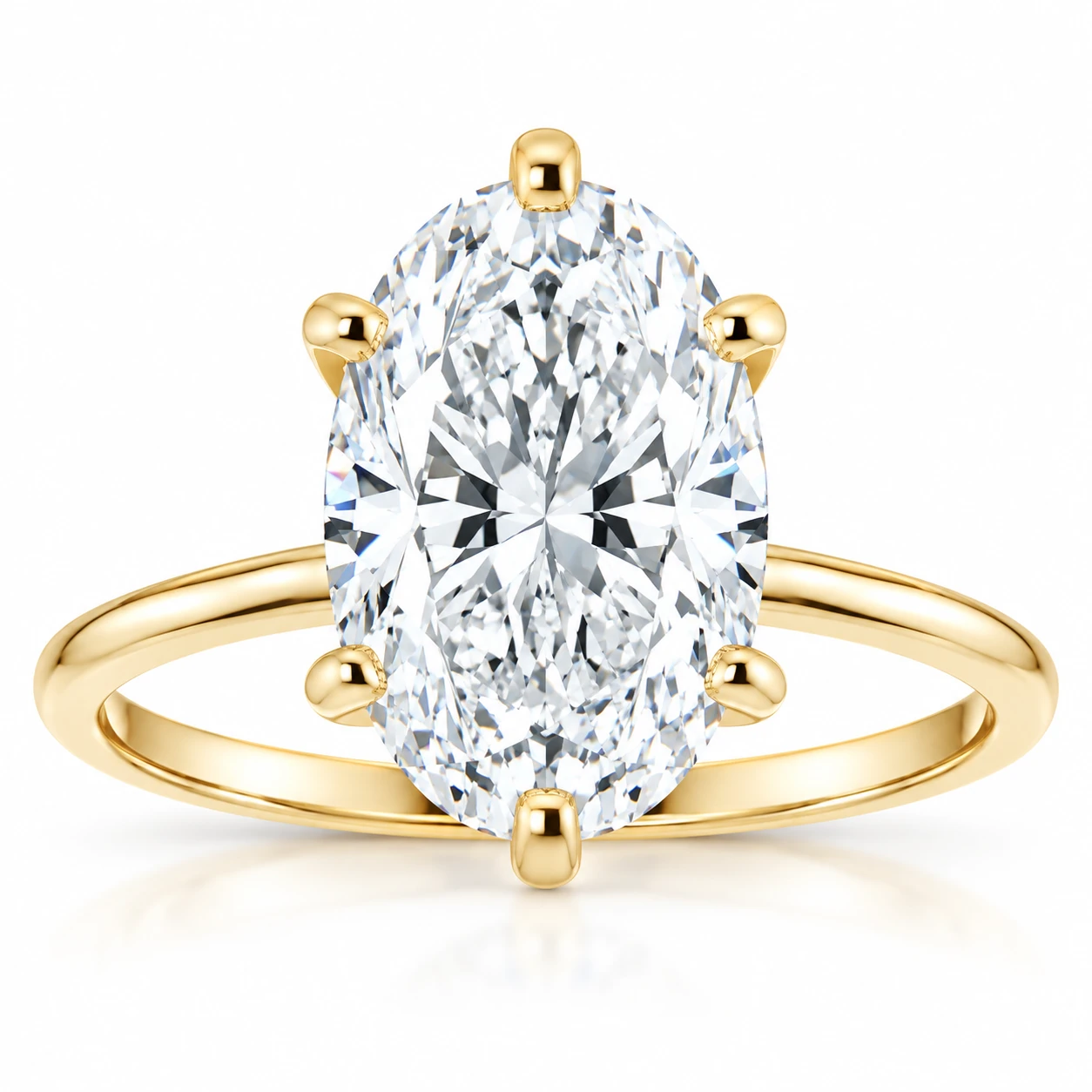 3 Ct Oval Moissanite Solitaire Engagement Ring 14k Yellow Gold (H-I, VVS)