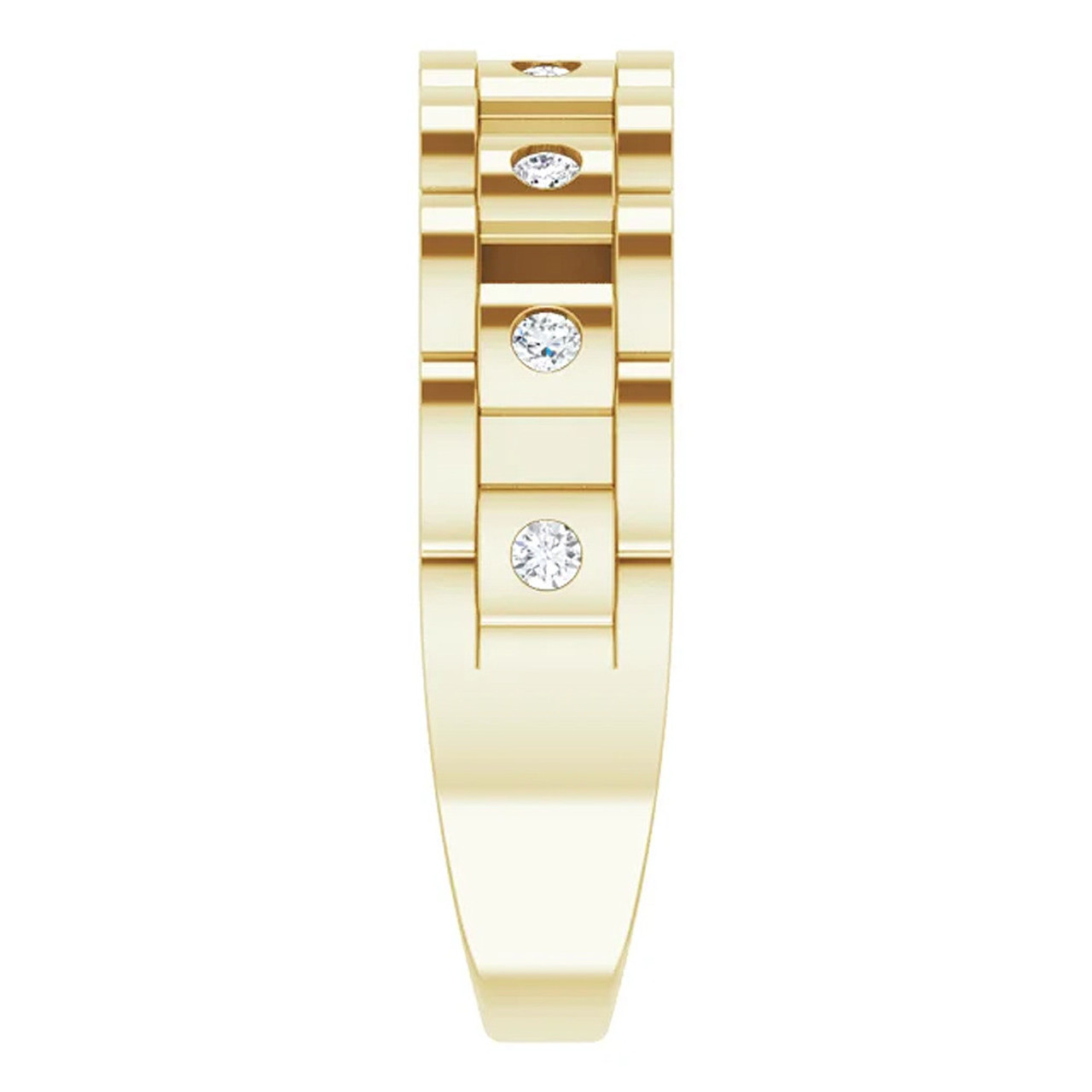 1/4 Ct Mens Diamond Wedding Ring Yellow Gold Chain Link Band (H-I, I1) 1/4 Ct Mens Diamond Wedding Ring Yellow Gold Chain Link Band (H-I, I1)