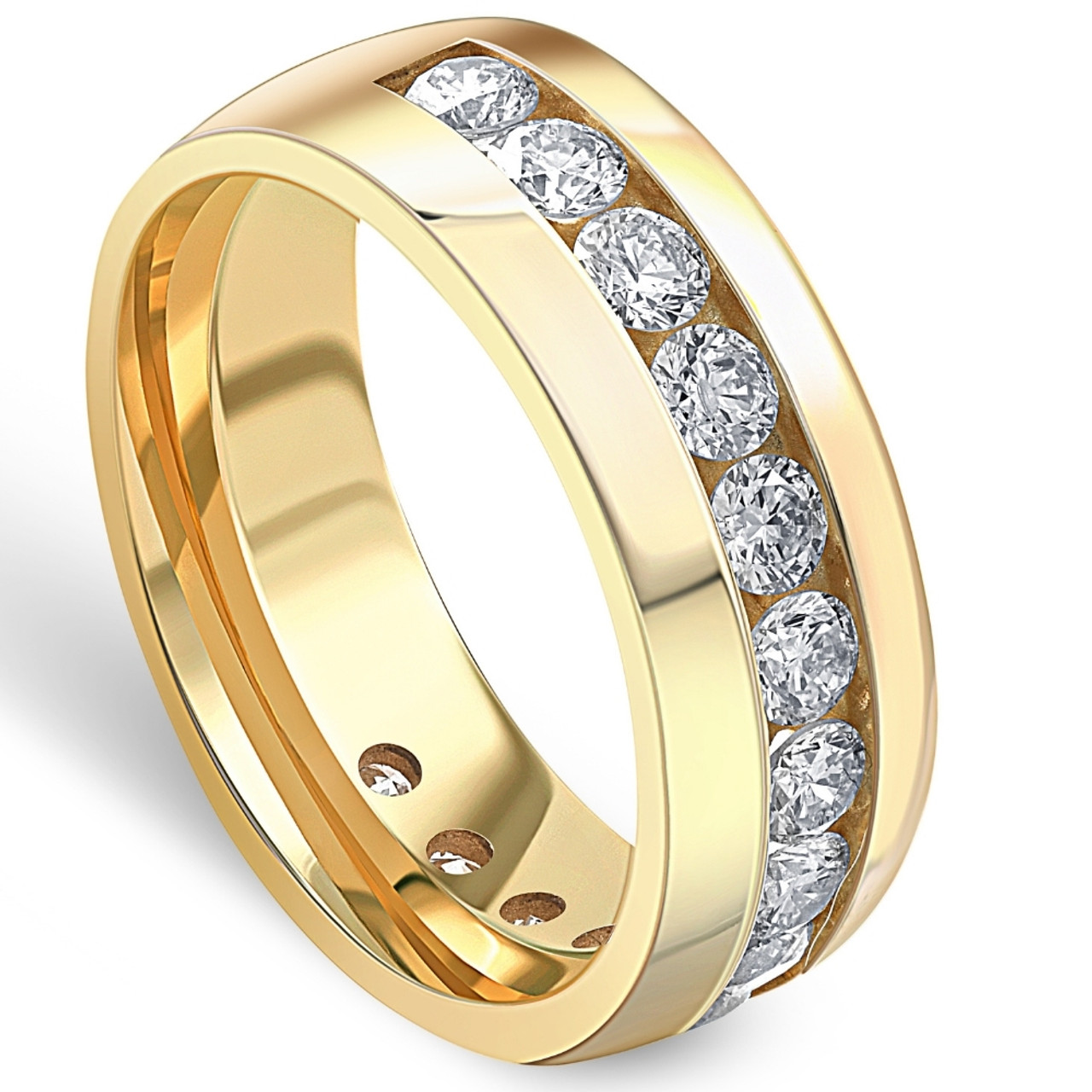 1 1/2 Ct Mens Lab Grown Diamond Wedding Ring Yellow Gold Anniversary ...