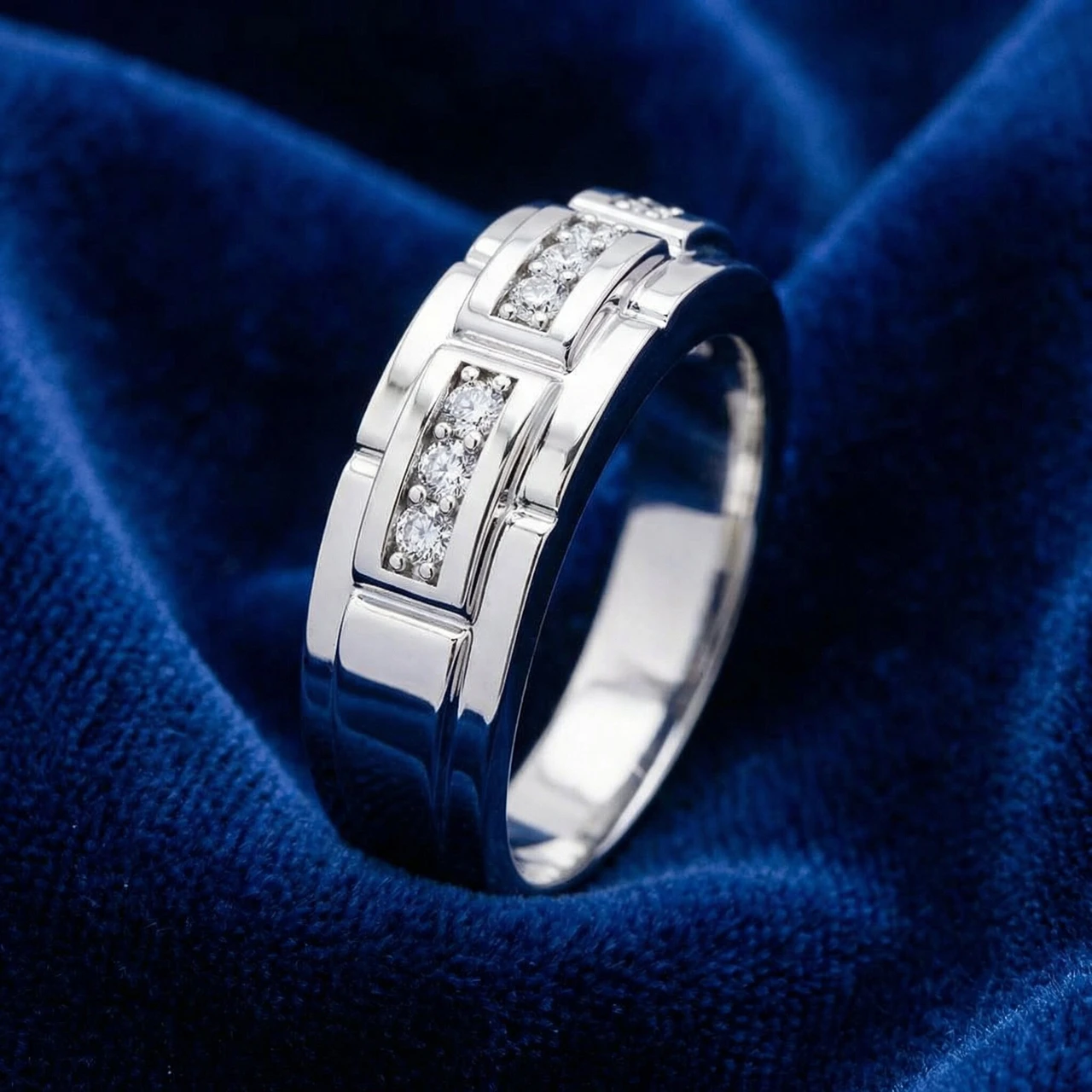 1/3 Ct Mens Lab Grown Diamond Wedding Ring White Gold Anniversary Band (G-H, VS)