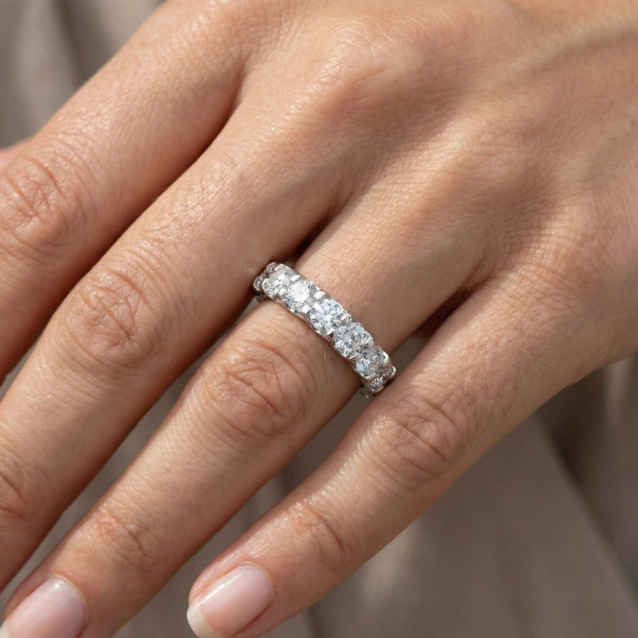 2 Ct Moissanite Eternity Ring Womens Wedding Band 14k White Gold (G-H, VS)