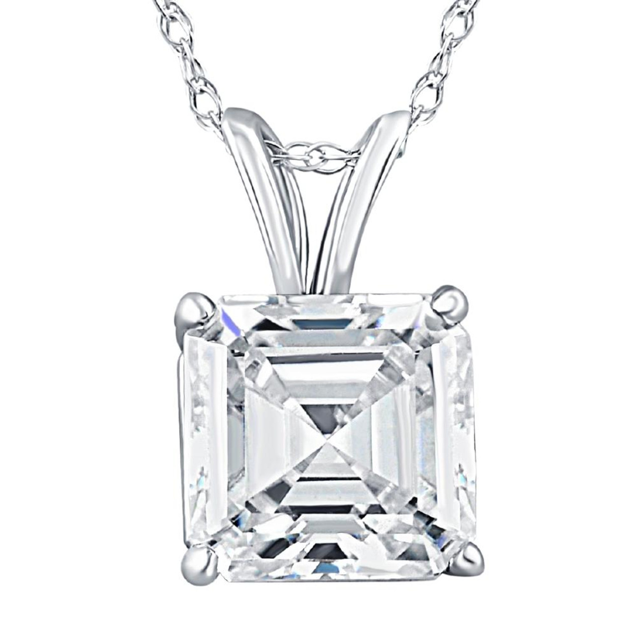 Amazon.com: Olive & Chain Asscher Cut Diamond Pendant Necklace, Top Grade  Simulated Diamond, Solid 14K Gold, Solitaire 4-Prong Setting, Unisex Men's  Women's : Clothing, Shoes & Jewelry