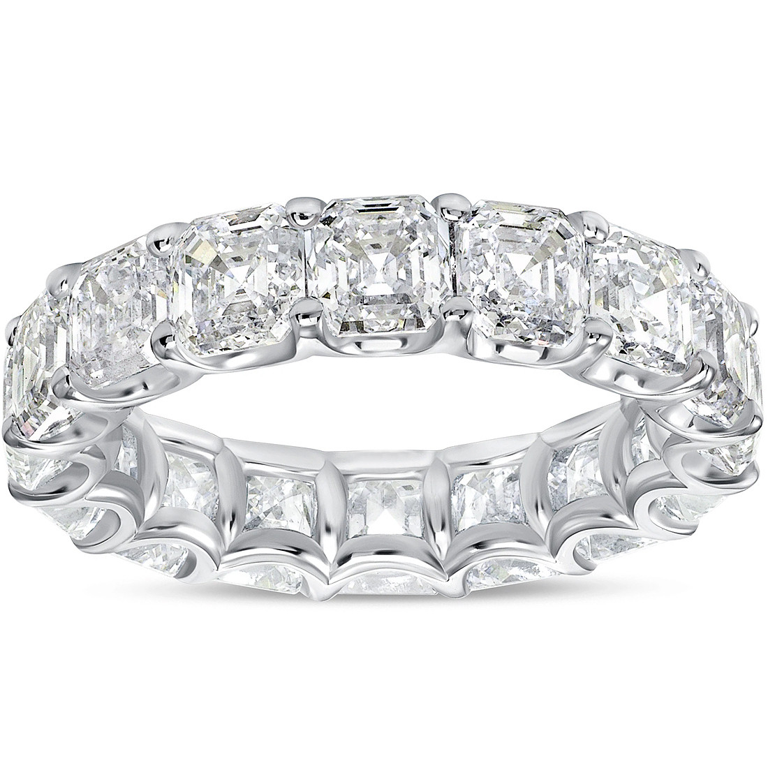 10 1/2 Ct Asscher Cut Moissanite Eternity Ring Wedding Band 10k Gold