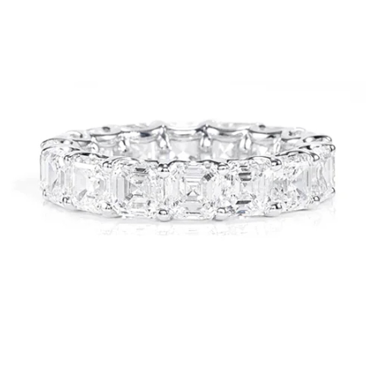 10 1/2 Ct Asscher Cut Moissanite Eternity Ring Wedding Band 10k Gold