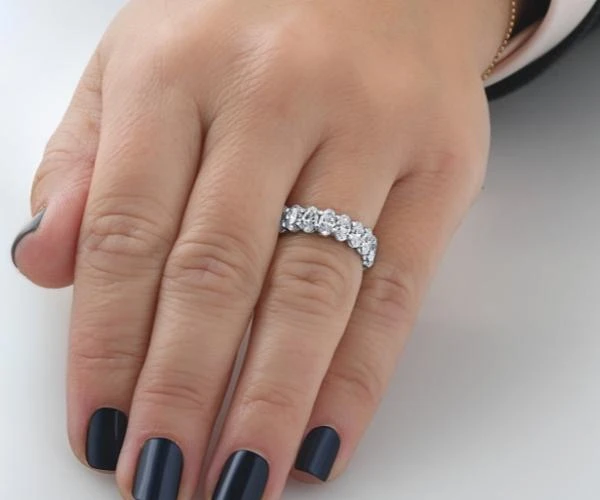 6 Ct Oval Moissanite Eternity Ring Womens Wedding Band 10k White Gold