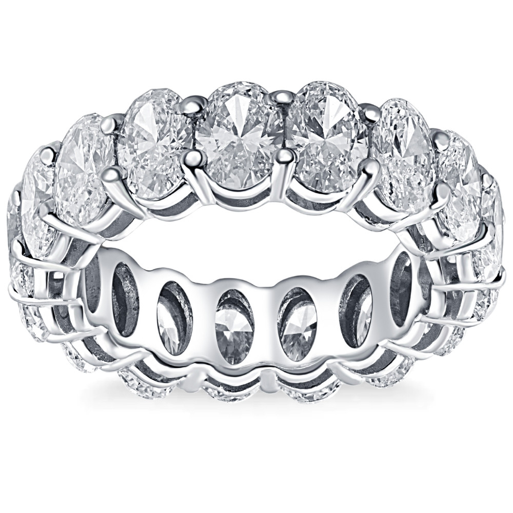 6 Ct Oval Moissanite Eternity Ring Womens Wedding Band 10k White Gold
