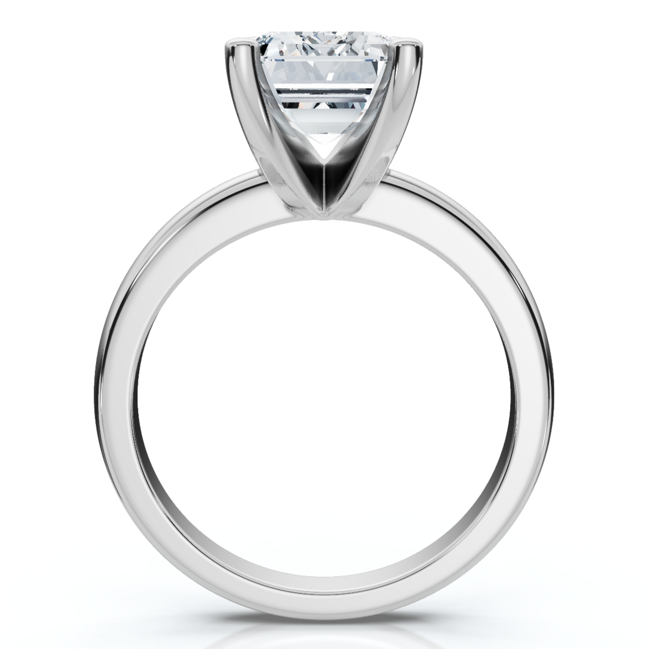 3Ct Emerald Solitaire Moissanite Engagement Ring in White Yellow or Rose Gold