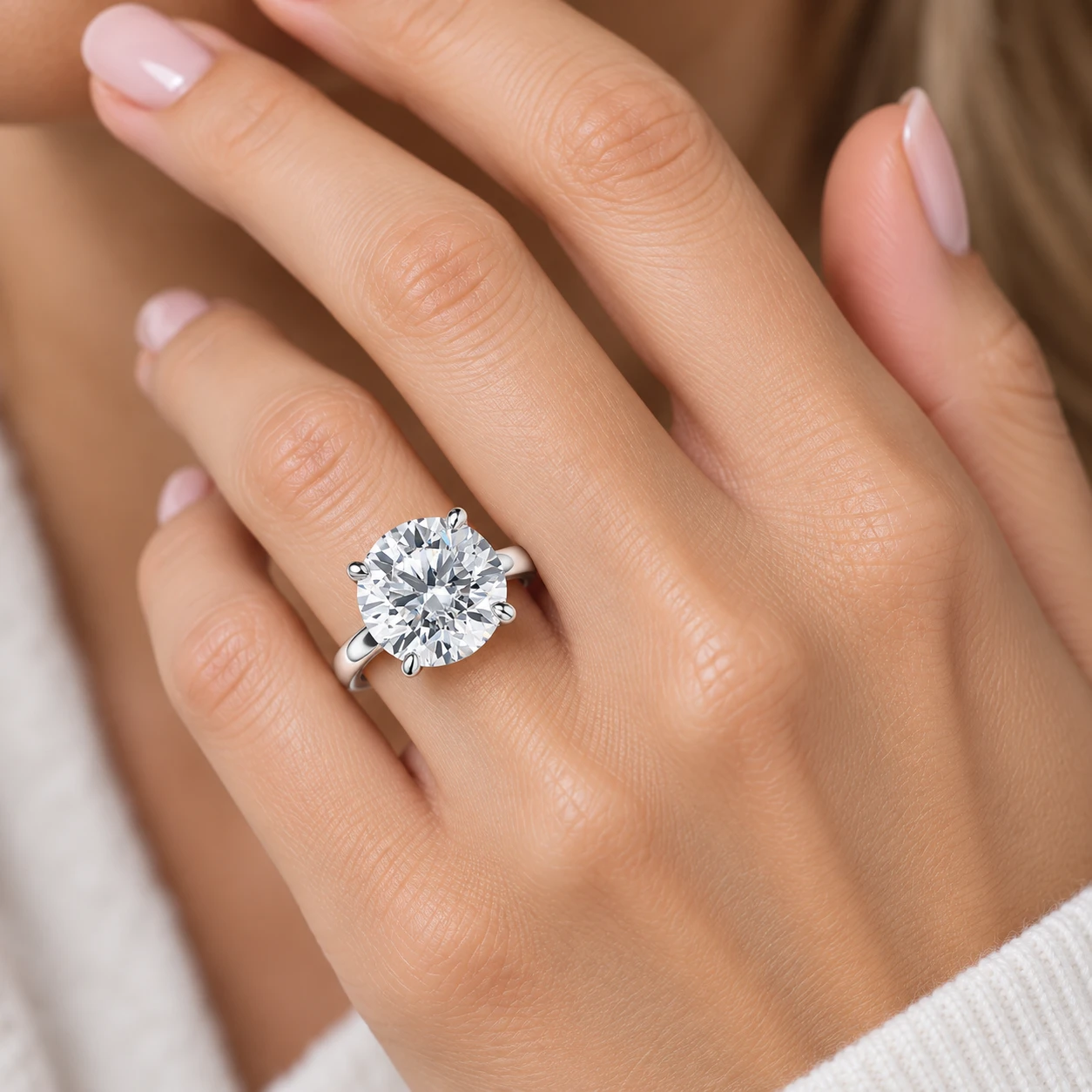 6 Ct Moissanite Solitaire Engagement Ring 10k White Gold (12mm stone)