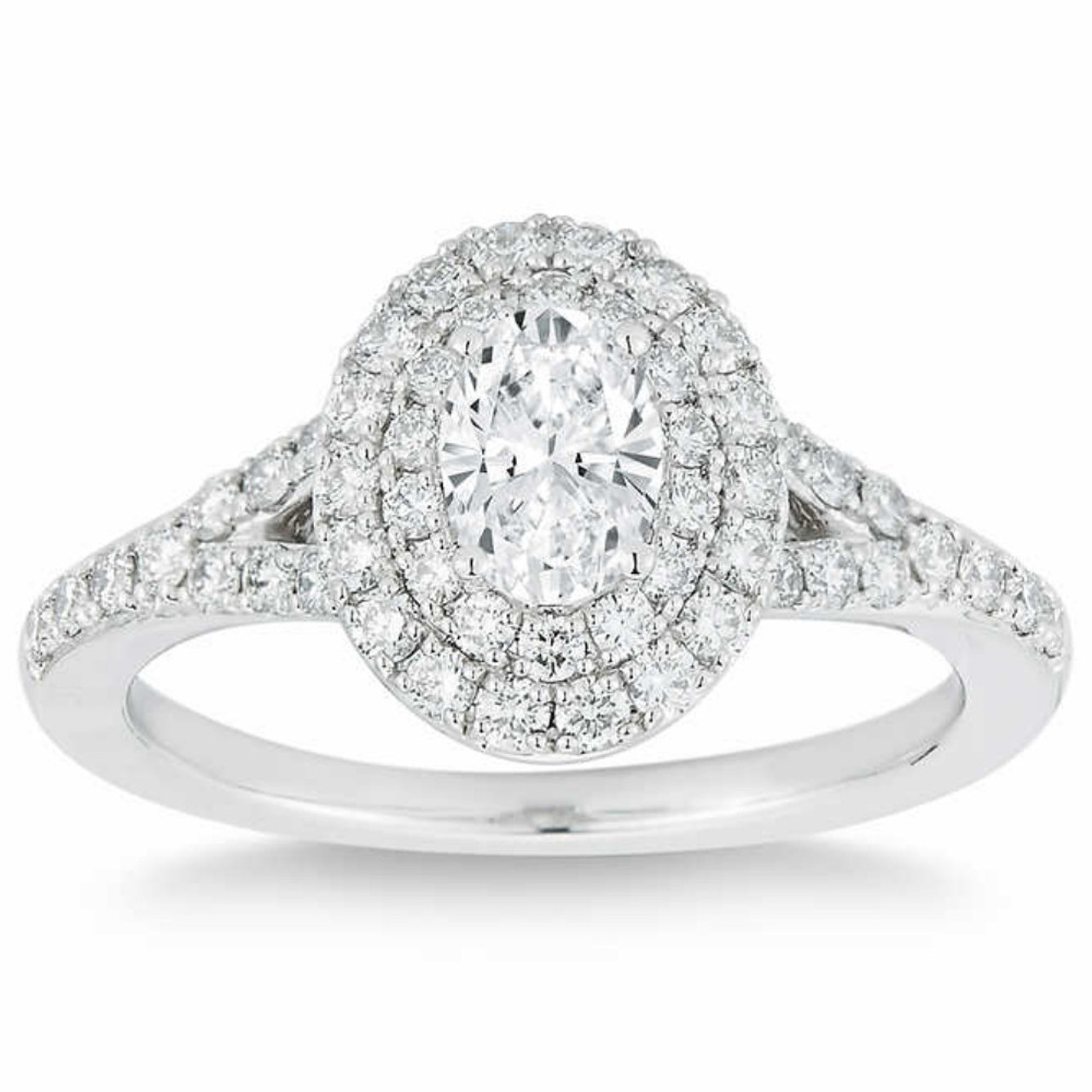 1 Ct Lab Grown Oval Diamond Halo Engagement Ring 14k White Gold (H-I, VS2-SI1) 1 Ct Lab Grown Oval Diamond Halo Engagement Ring 14k White Gold (H-I, VS2-SI1)