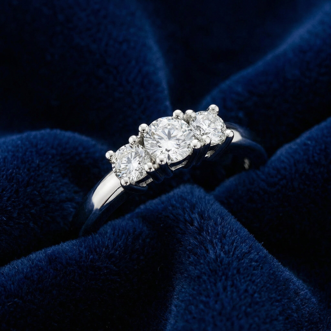 1/2 Ct Three Stone Lab Grown Diamond Engagement Ring 10k White Gold (G-H, SI)