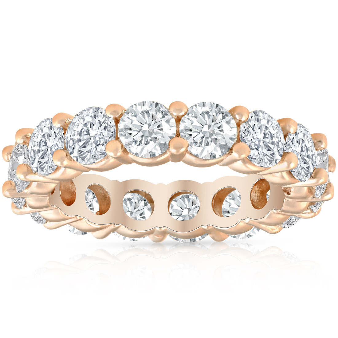 4Ct Diamond Eternity Wedding Ring Lab Grown Diamond 14k Rose Gold (G-H, SI)
