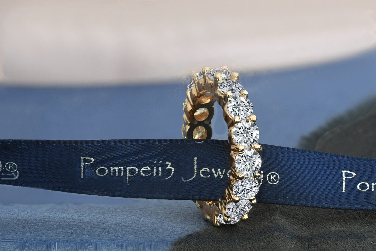 4Ct Diamond Eternity Wedding Ring Lab Grown Diamond 14k Yellow Gold (F-G, VS2-SI1)