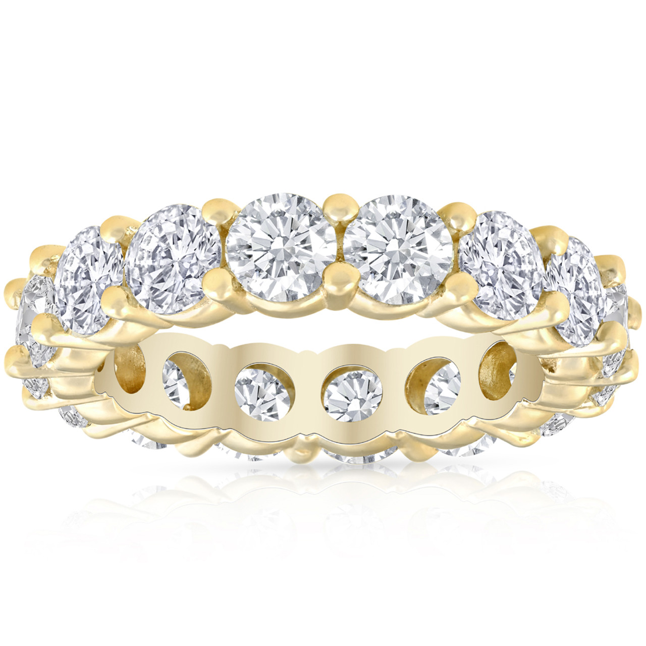 4Ct Diamond Eternity Wedding Ring Lab Grown Diamond 14k Yellow Gold