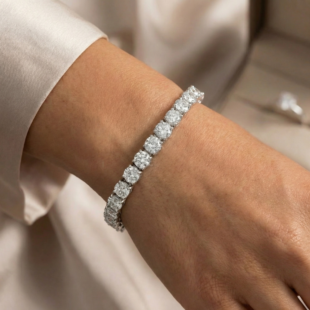20 Ct Lab Grown Diamond Tennis Bracelet 14k White Gold 7" (G-H, SI)