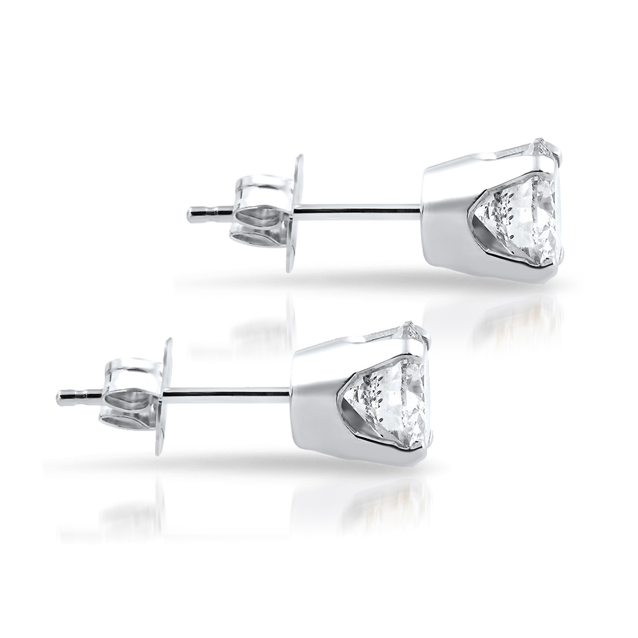 3/8 Ct TDW 14k White Gold Lab Created Diamond Studs Screw Back Earrings  (I-J, VS)