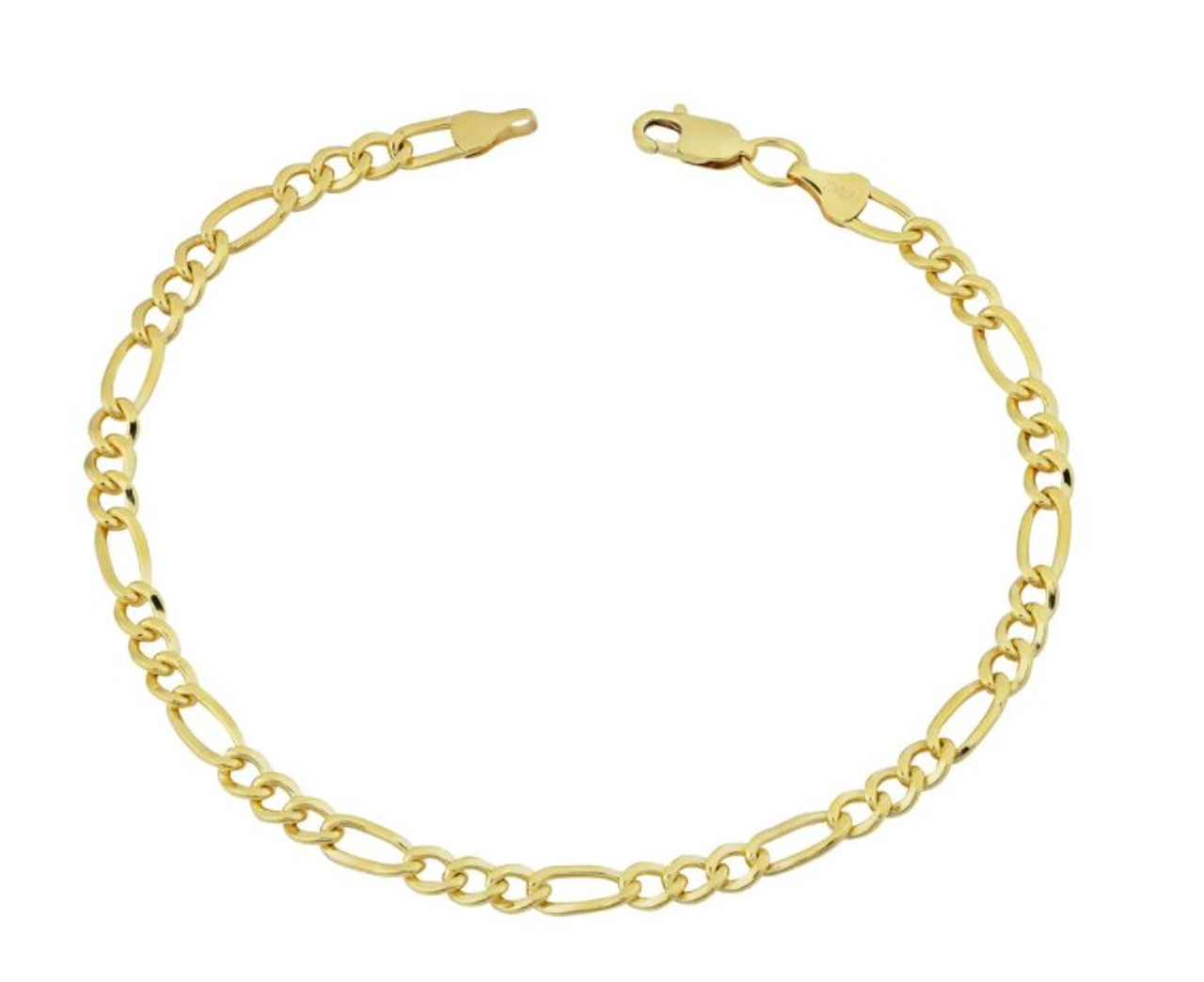 14k Yellow Gold Polished & D/C Graduated Fancy Chain Bracelet, 8 Inch -  Black Bow Jewelry Company