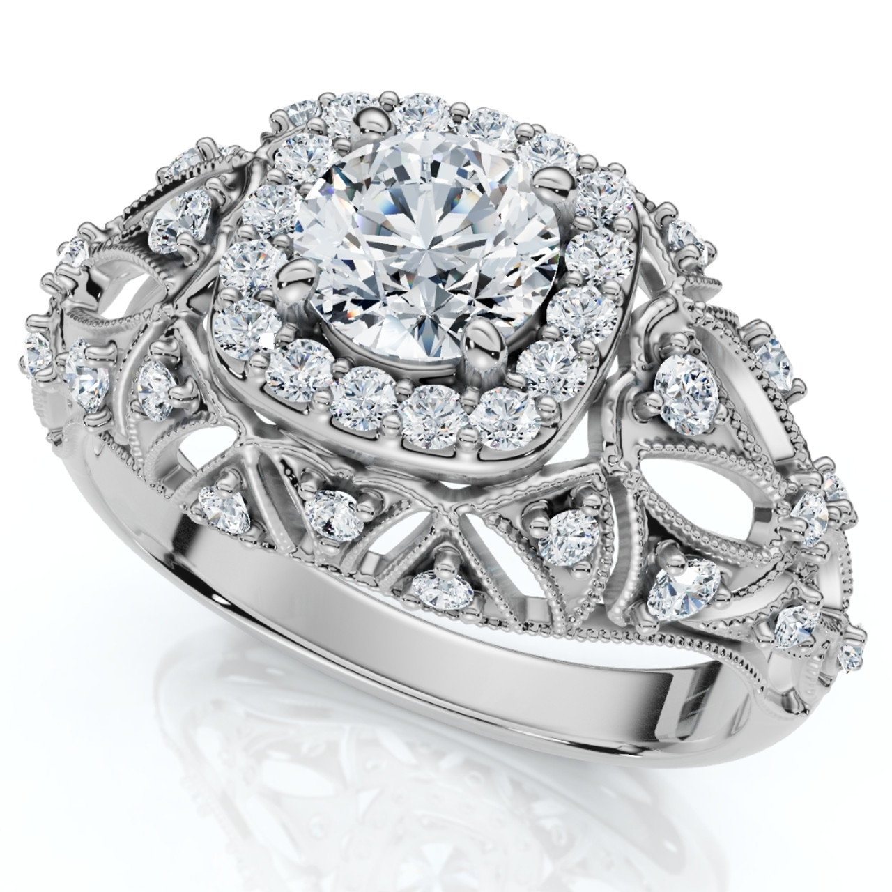 1 Ct Diamond Vintage Engagement Ring Lab Grown in 14k White Yellow or Rose Gold (G-H, SI) 1 Ct Diamond Vintage Engagement Ring Lab Grown in 14k White Yellow or Rose Gold (G-H, SI)