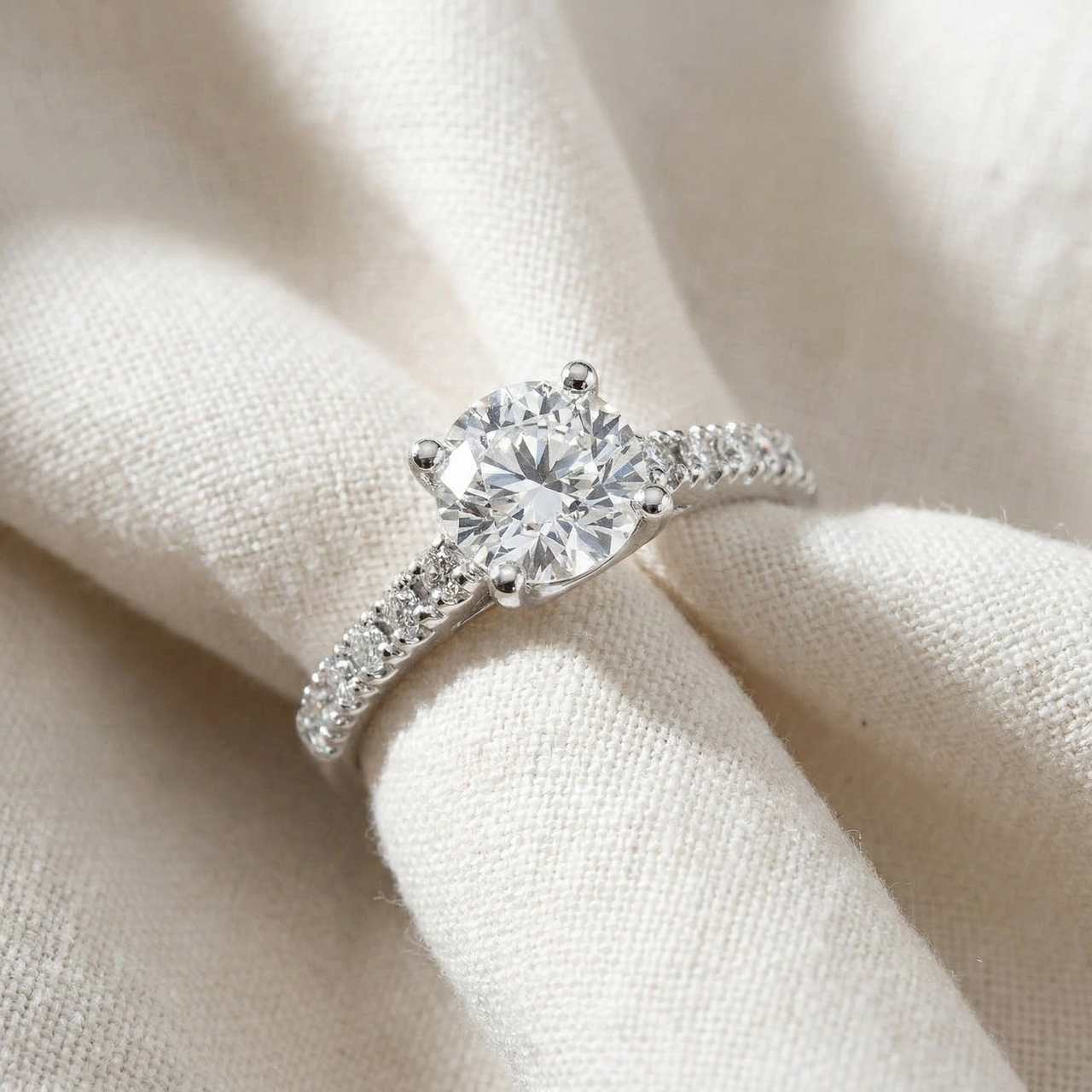 Certified 2 1/2Ct Diamond Cathedral Engagement Ring 14k White Gold Lab Grown (G-H, VS2-SI1)