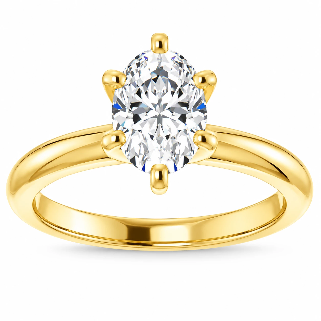1/2 Ct Oval Solitaire Diamond Engagement Ring Lab Grown White or Yellow Gold (G-H, SI)
