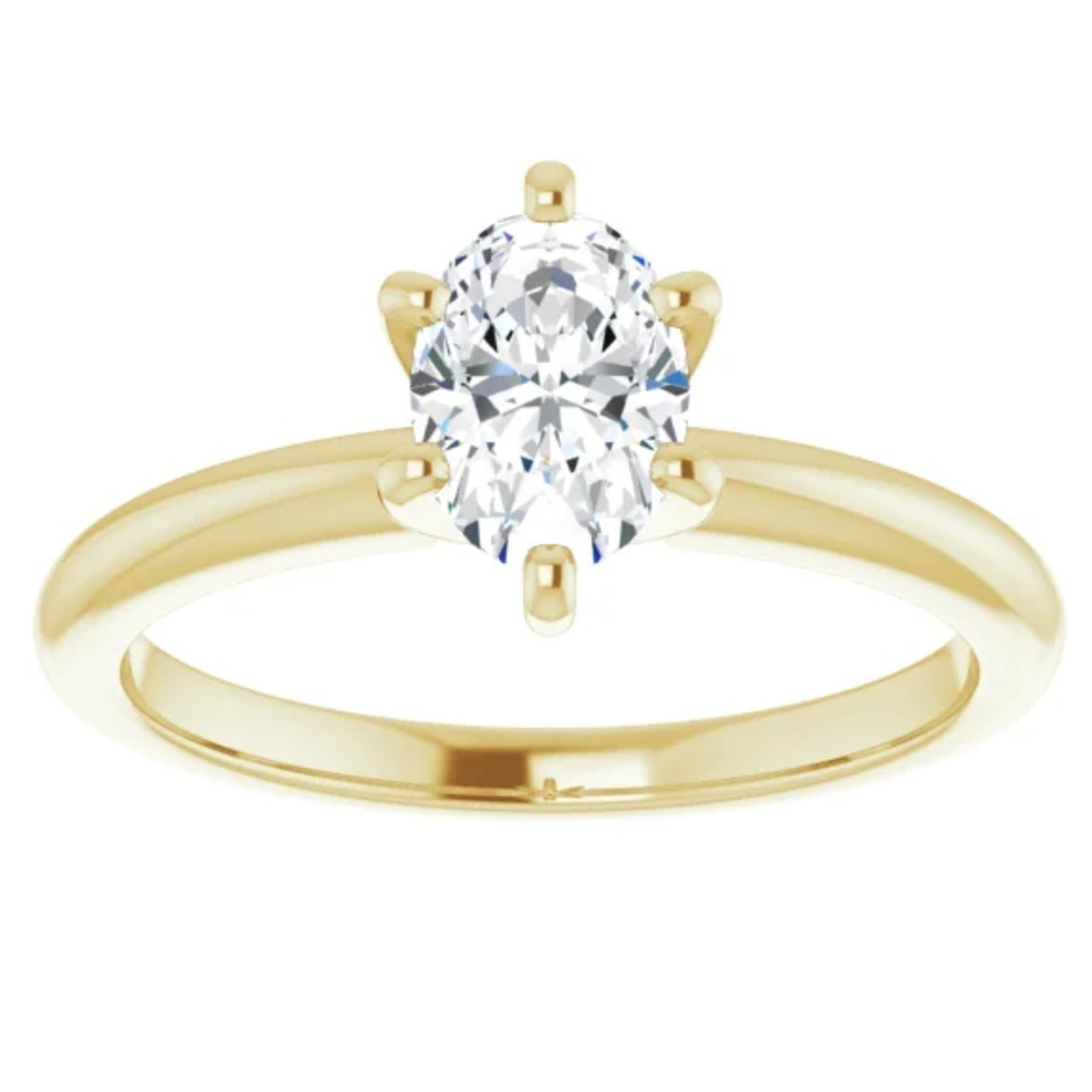 1/2 Ct Oval Solitaire Diamond Engagement Ring Lab Grown White or Yellow ...