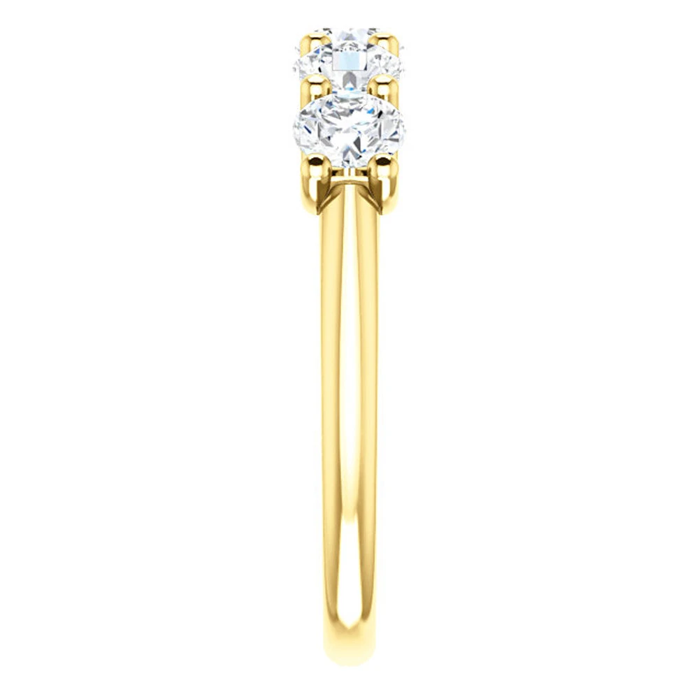2 Ct Diamond Five Stone Wedding Ring 14k Yellow Gold EX3 Lab Grown (G-H, VS2-SI1)