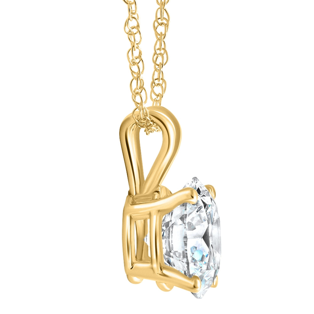 1 1/4Ct Lab Grown Solitaire Diamond Pendant Yellow Gold Necklace (G-H, VS)