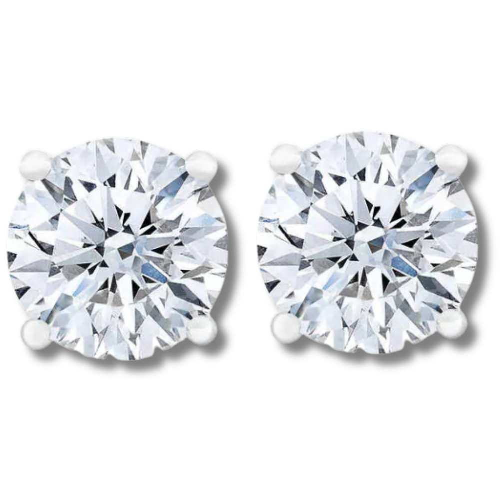 Certified 3Ct TW Diamond Studs 14k Gold Screw Backs Lab Grown (G-H, VS2-SI1)