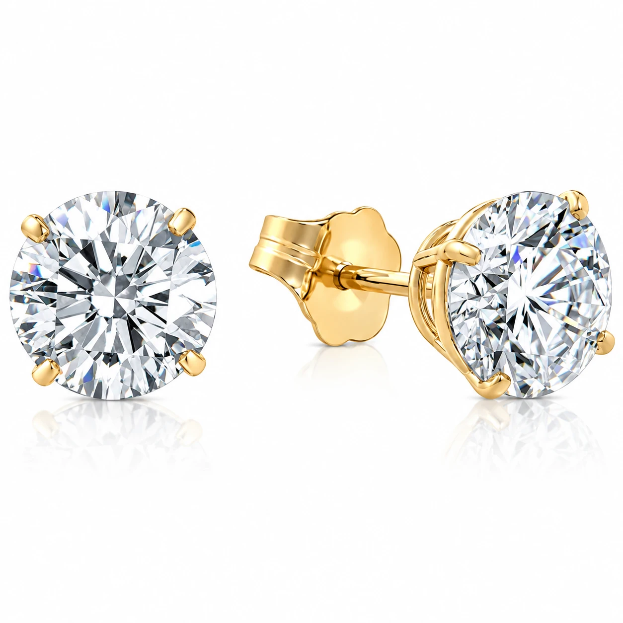 2 1/2 Ct TW (7mm) Round Moissanite Studs 14k Yellow Gold