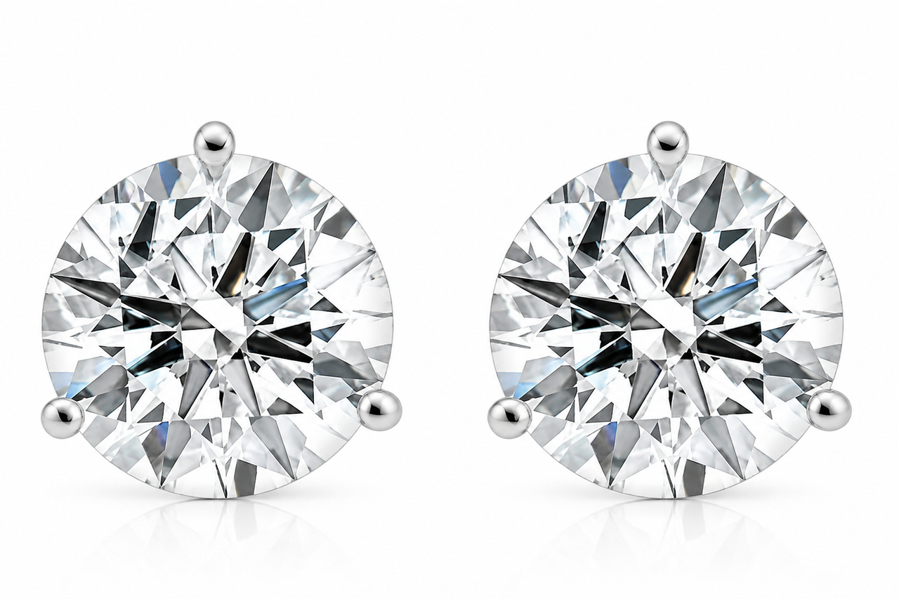 Certified 4 1/2 Ct Lab Grown Diamond Martini Screw Back Studs 14k White Gold (G-H, VS)
