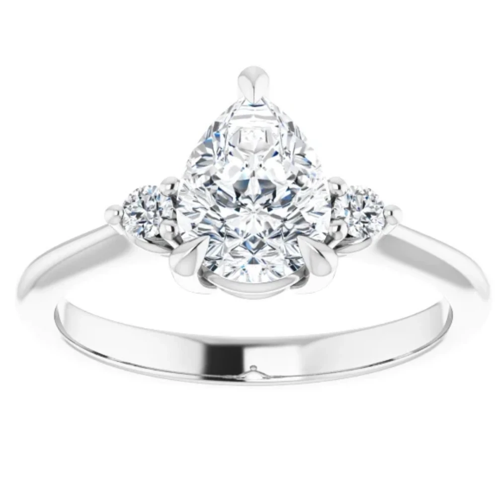 1 1/4Ct Pear Shape Lab Grown Diamond Engagement Ring White Yellow or Rose Gold (G-H, VS)