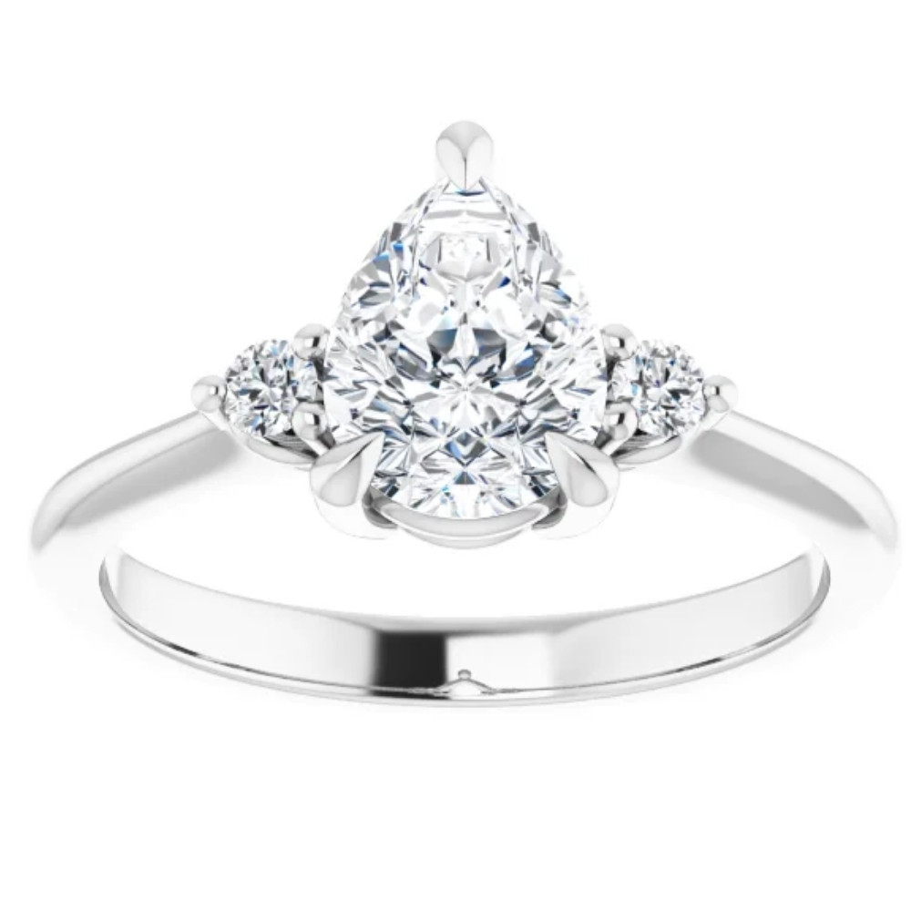 1 1/4Ct Pear Shape Lab Grown Diamond Engagement Ring White Yellow or Rose Gold (G-H, VS)