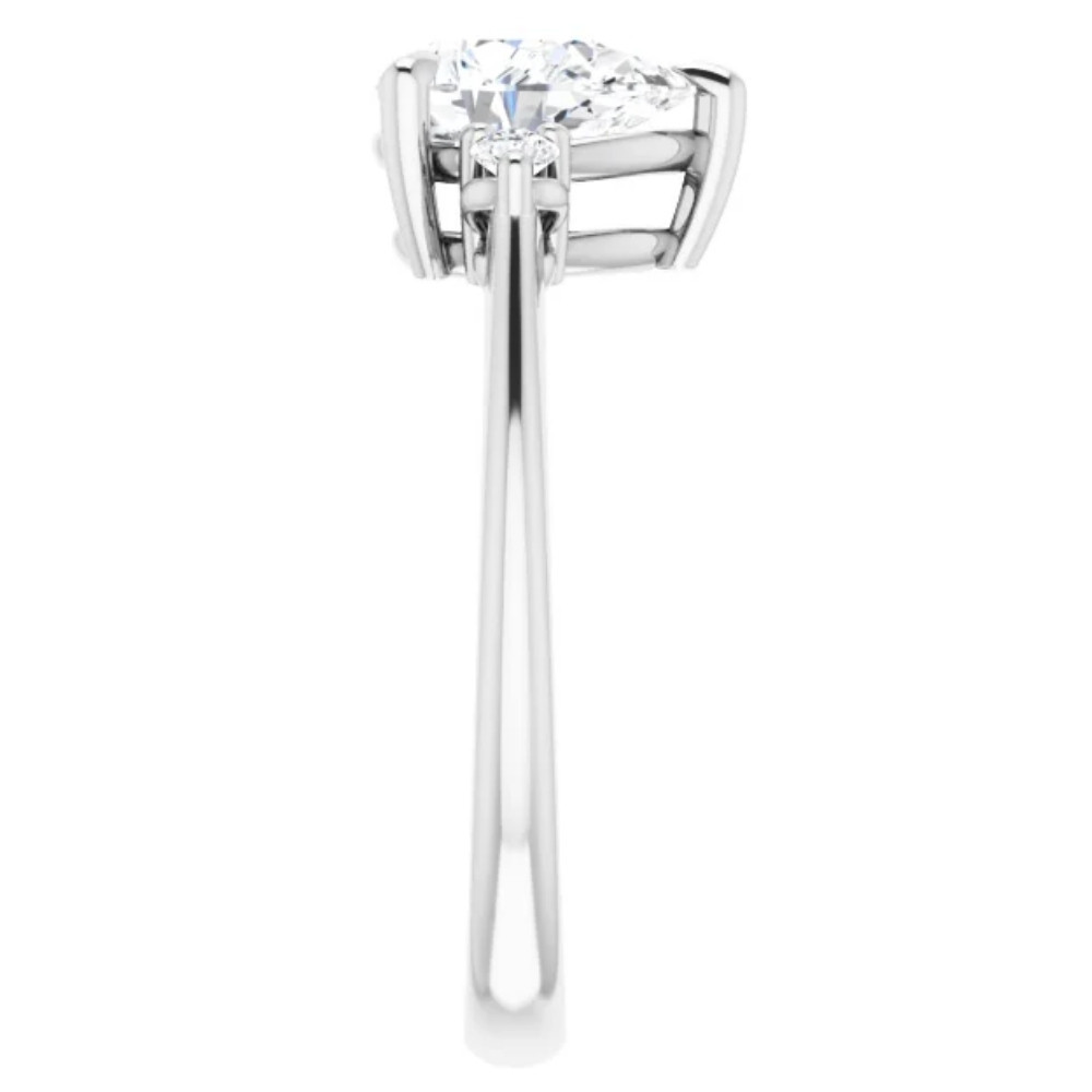 1 1/4Ct Pear Shape Lab Grown Diamond Engagement Ring White Yellow or Rose Gold (G-H, VS)