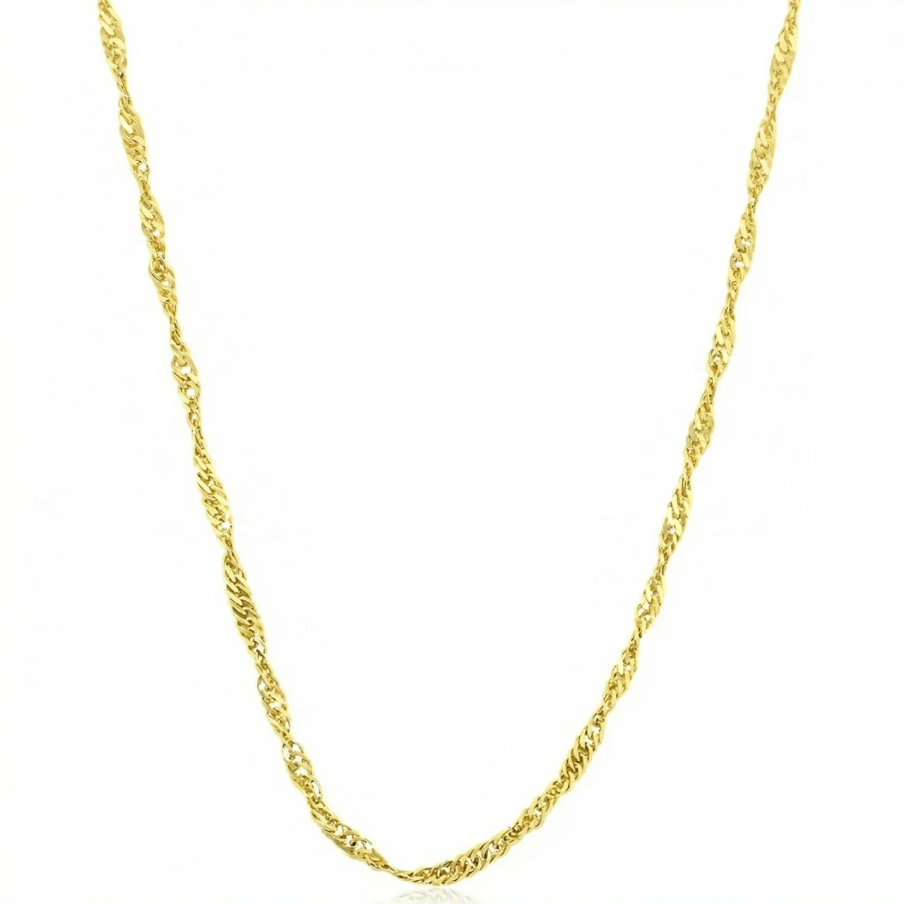 10k Yellow Gold Singapore Chain Necklace (18 inches)