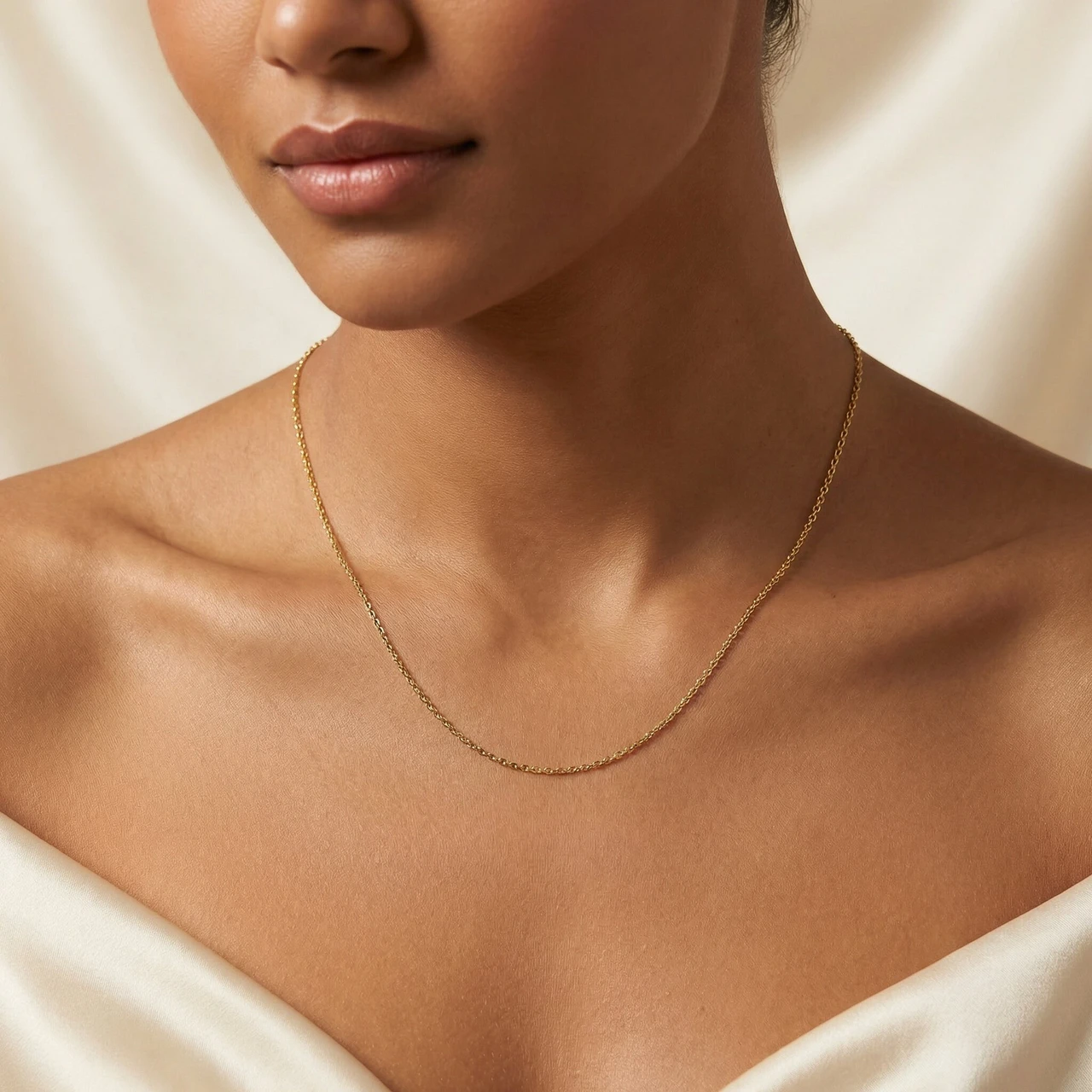14k Yellow Gold 0.7 millimeters Cable Necklace (18 inches)