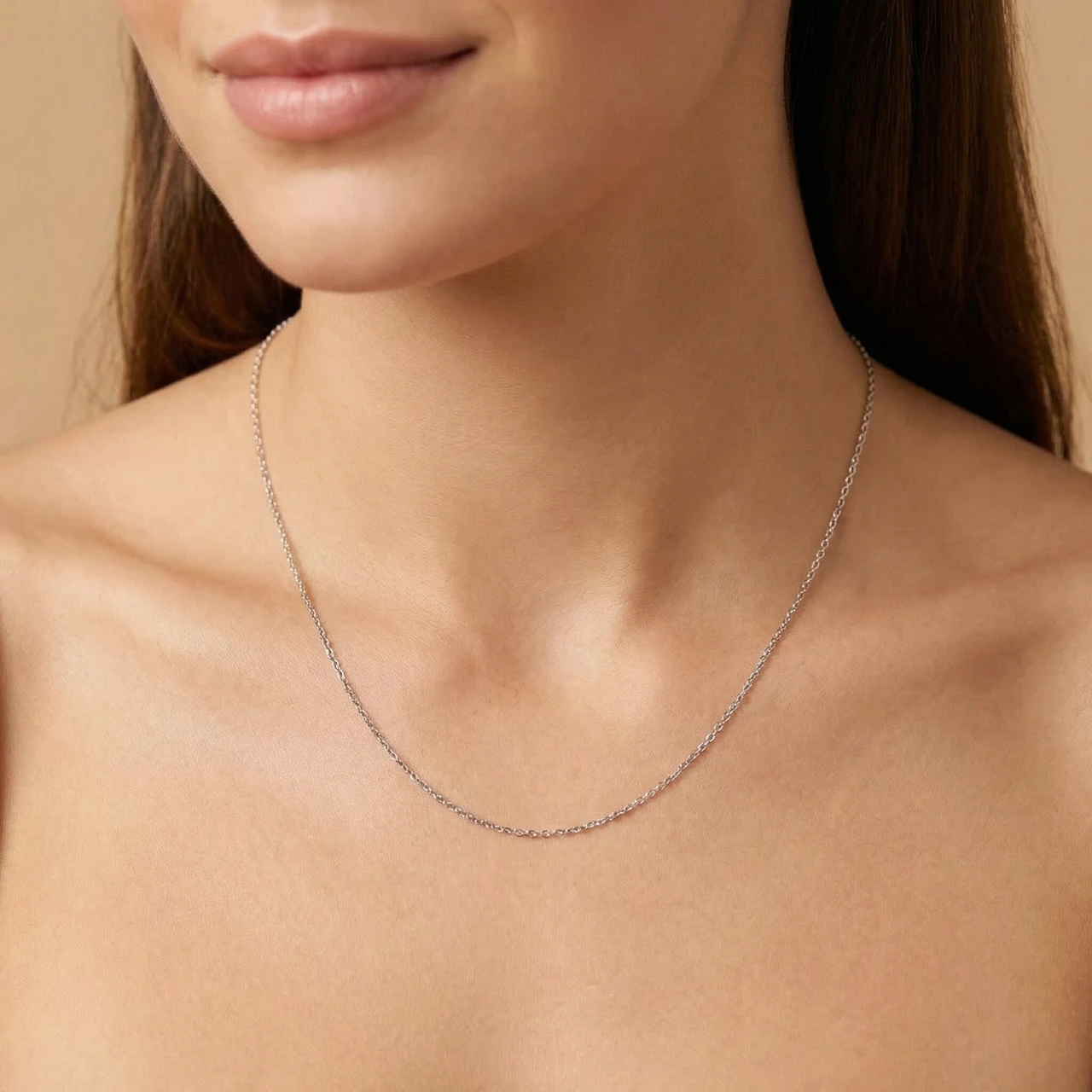 14k White Gold 0.7-mm Round Cable Chain (18 inches)