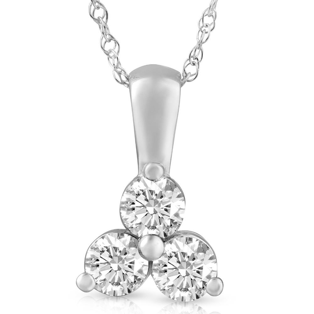 1Ct Diamond Three Stone Pendant in 14k White Yellow Rose Gold Lab Grown Necklace (G-H, VS)