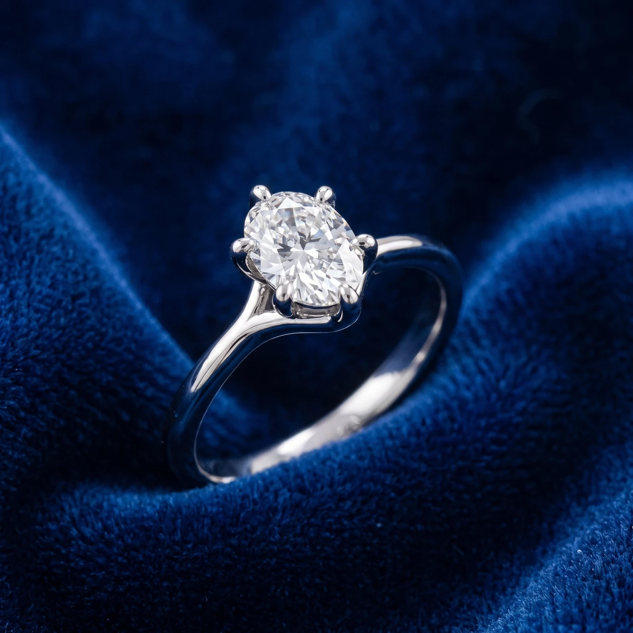 3/4Ct Oval Solitaire Diamond Engagement Ring Lab Grown 14k White or Yellow Gold (H-I, VS)