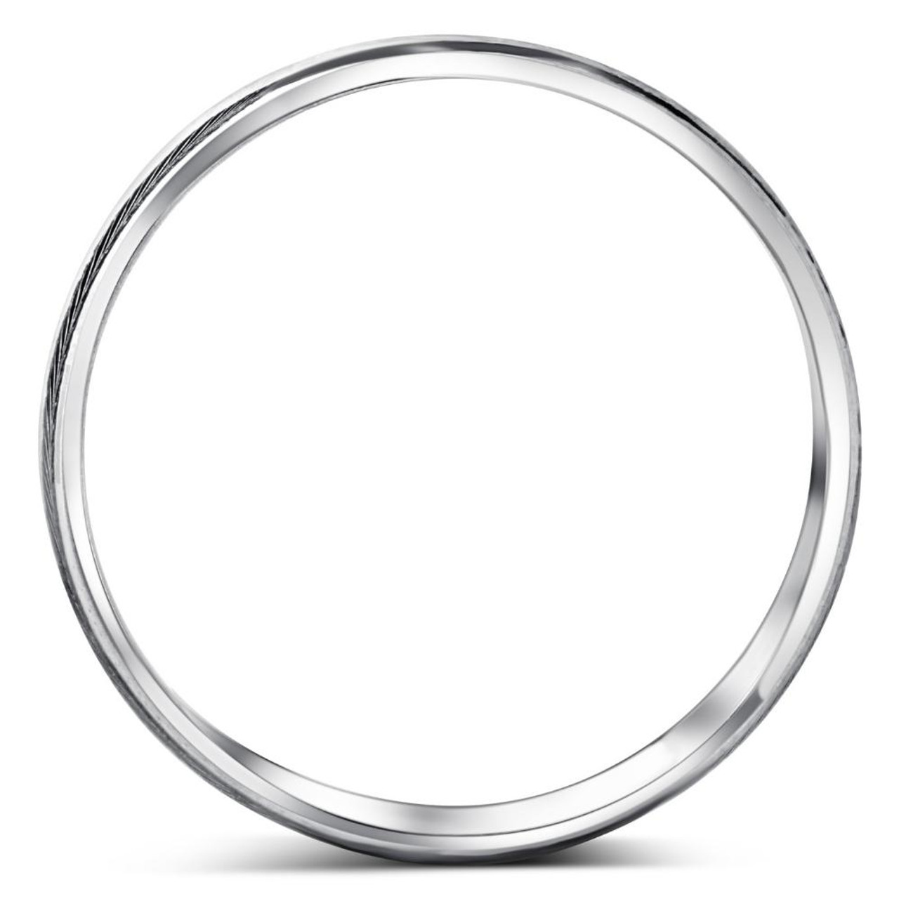 Mens 5mm 10k White Gold Brushed Wedding Band