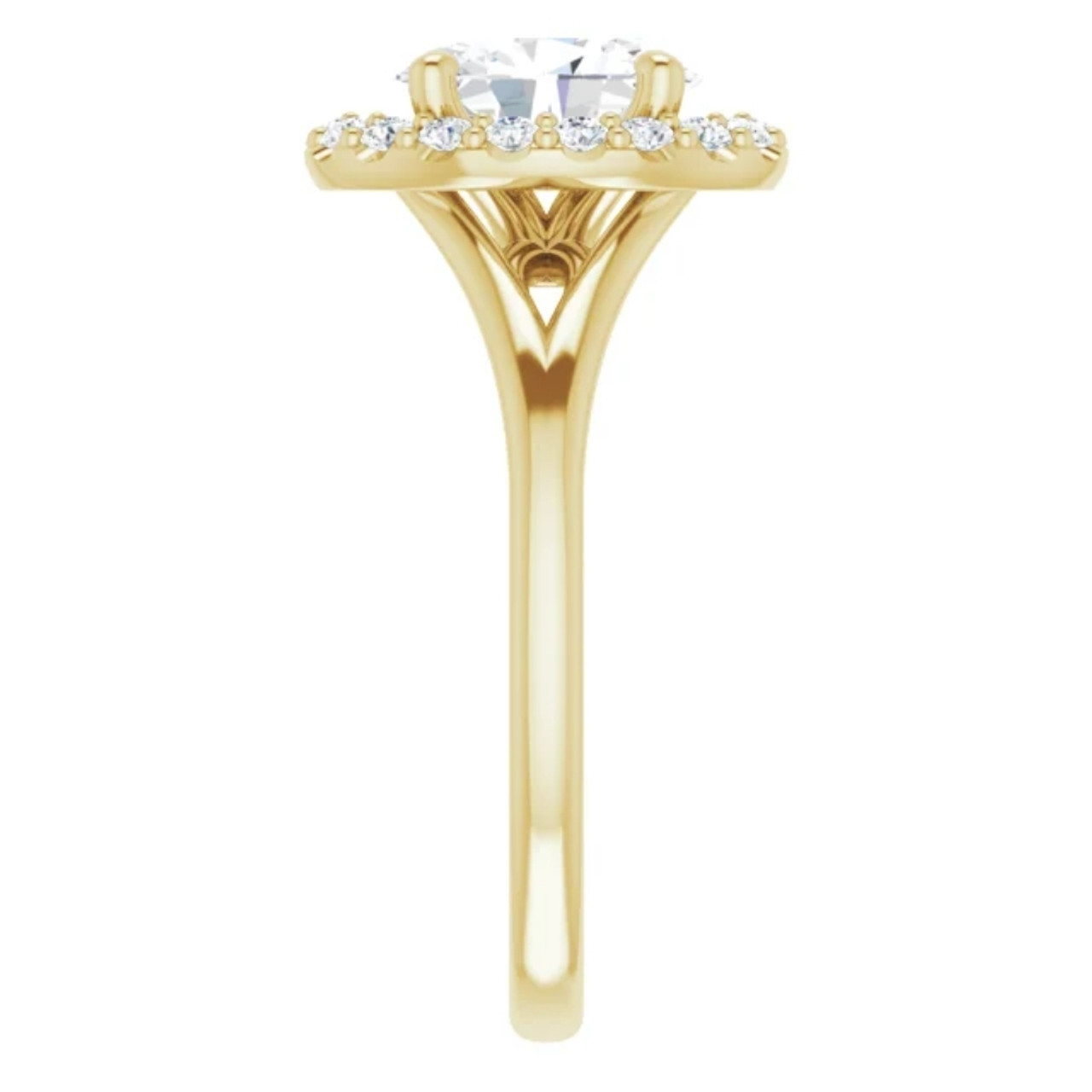1 1/4Ct Oval Diamond Engagement Ring 14k Yellow Gold Halo Band Enhanced