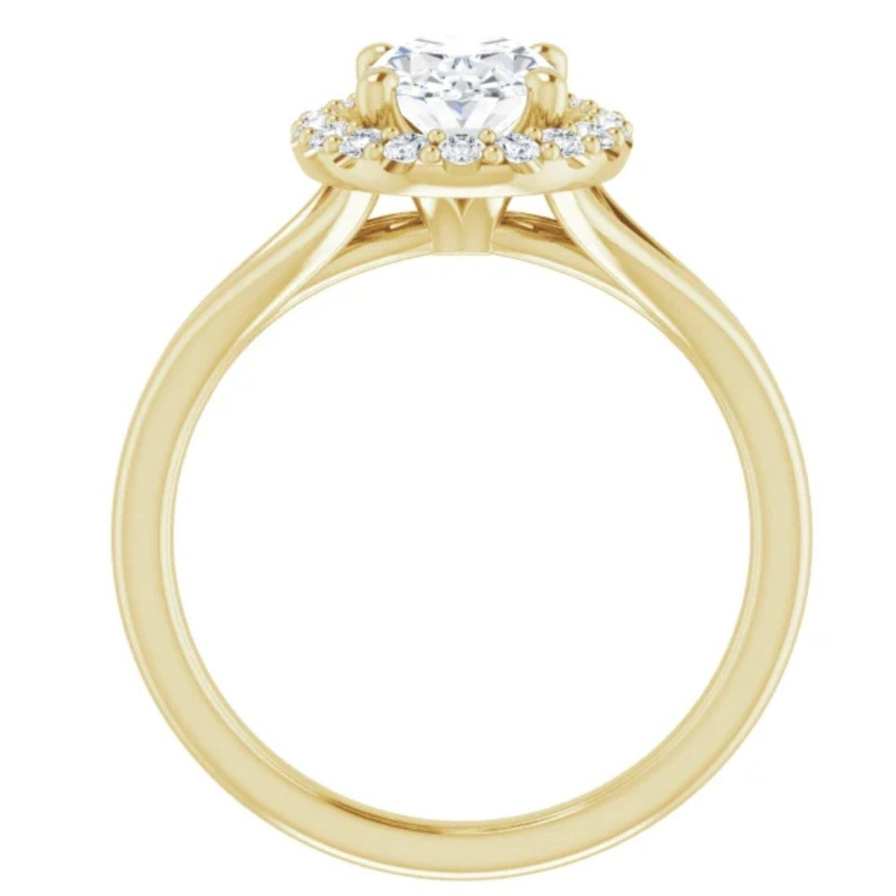 1 1.15Ct Oval Diamond Engagement Ring 14k Yellow Gold Halo Band Enhanced (F-G, VS)