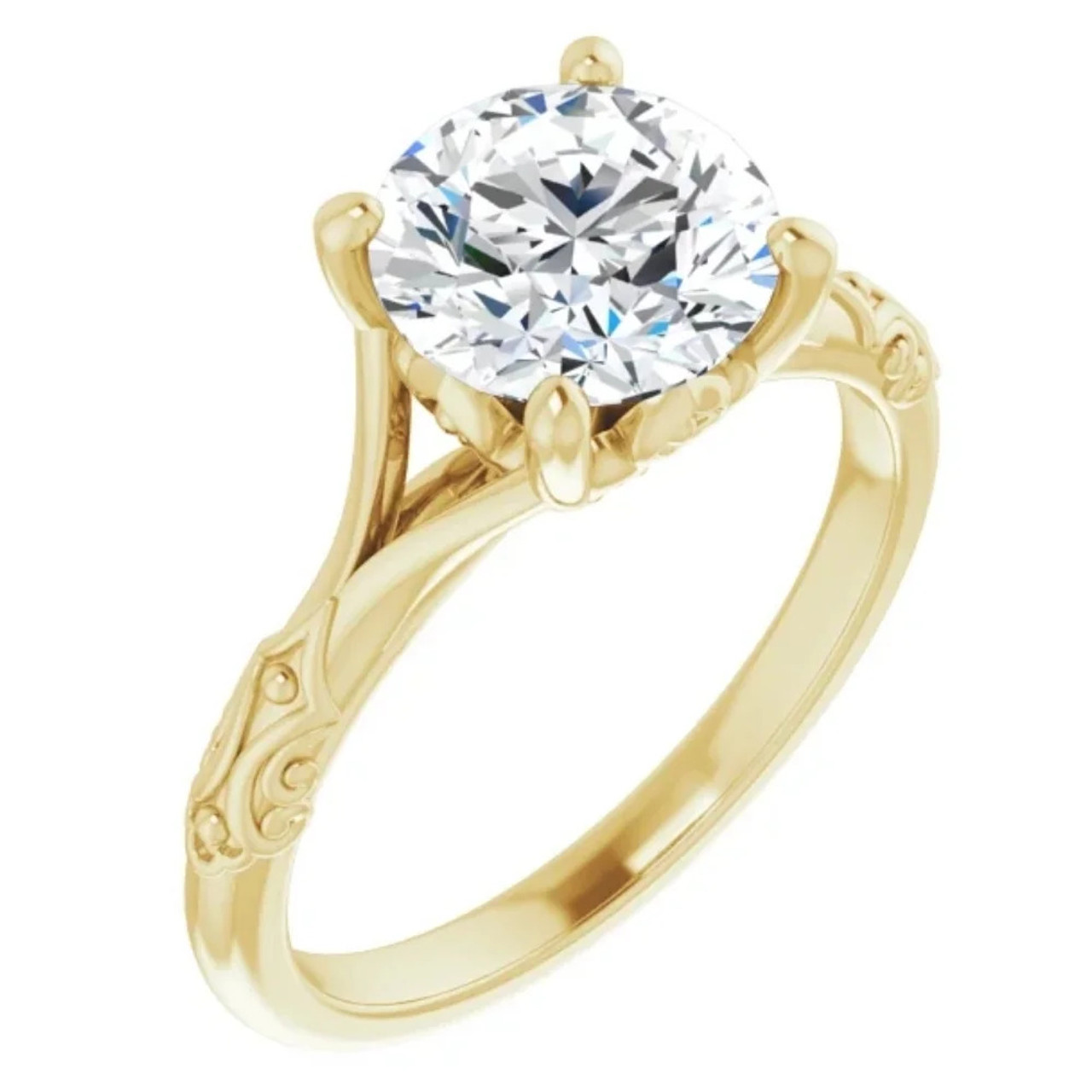 3Ct Moissanite Vintage Engagement Solitaire Ring 14k White Yellow or Rose Gold 3Ct Moissanite Vintage Engagement Solitaire Ring 14k White Yellow or Rose Gold